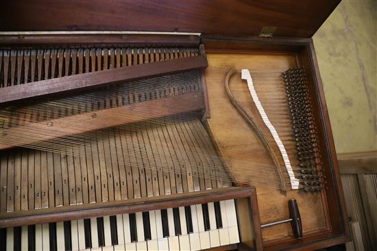 A George III inlaid mahogany small square piano, probably designed for a child, W.104cm, D.48cm, H.76cm